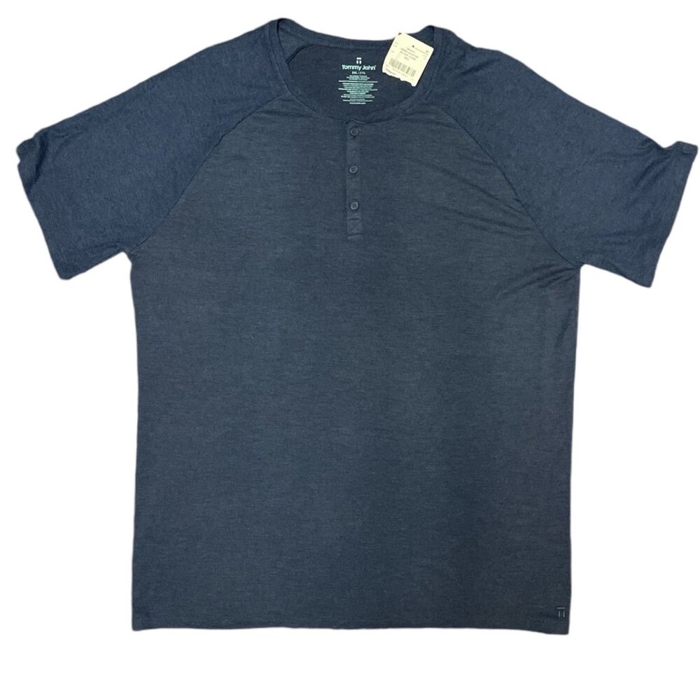 Tommy John Loungewear Henley Short Sleeve Dress Blues Heather 2XL MSRP $70